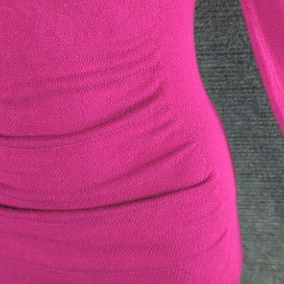 Express Fucsia/Raspberry Rain Blend Sweater Mini-Dress with Front Rusched Panel - Picture 2 of 9
